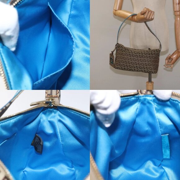 FENDI Zucchino Canvas Hand Bag Black Brown 8BR573 Auth mr1354 - Picture 13 of 14
